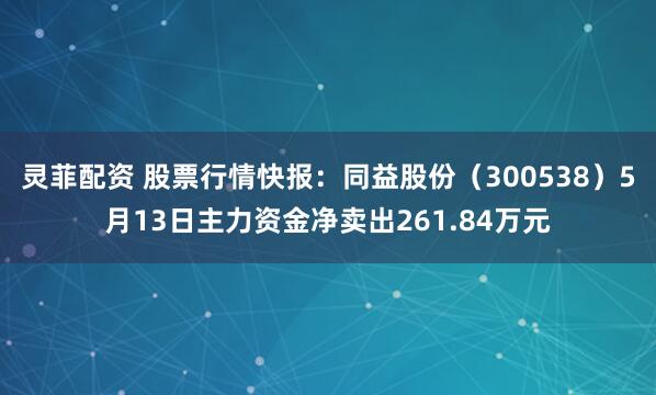 灵菲配资 股票行情快报：同益股份（300538）5月13日主力资金净卖出261.84万元