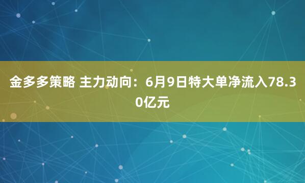 金多多策略 主力动向：6月9日特大单净流入78.30亿元